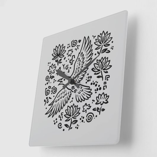 Raven of Transformation Vierkante Klok (Hoek)