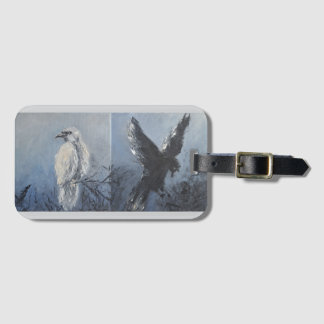 Raven olieverfschilderij Symbool Wijsheid Mysterie Bagagelabel