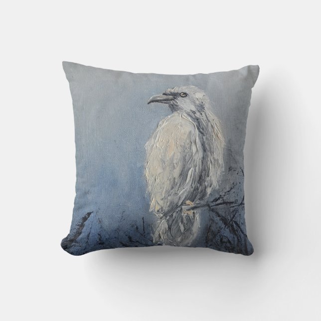 Raven olieverfschilderij Symbool Wijsheid Mysterie Kussen (Voorkant)