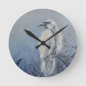 Raven olieverfschilderij Symbool Wijsheid Mysterie Ronde Klok (Voorkant)