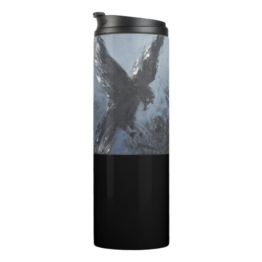Raven olieverfschilderij Symbool Wijsheid Mysterie Thermosbeker (Geroteerd rechts)