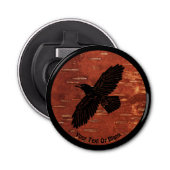 Raven on Inner Birch Bark Button Flesopener (Voorkant)