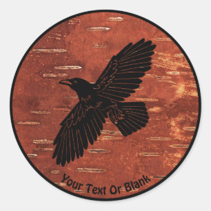 Raven on Inner Birch Bark Ronde Sticker