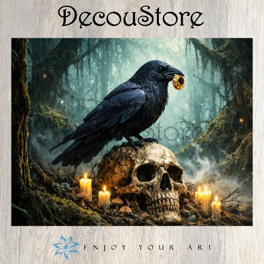 Raven on Skull in the Forest Decoupage Tissuepapier