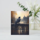 Raven on Wrought Iron Fence Gothic Briefkaart (Staand voorkant)