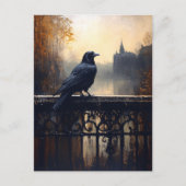 Raven on Wrought Iron Fence Gothic Briefkaart (Voorkant)