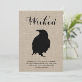 Raven op Burlap Halloween Party Invitation Kaart (Staand voorkant)