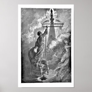 Raven op Bust Edgar Allan Poe Dore Illustratie Poster