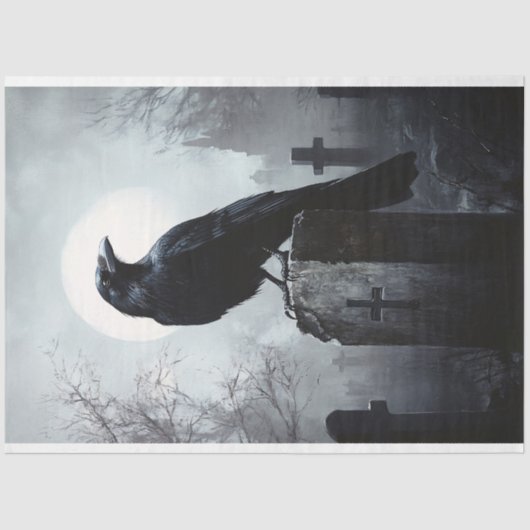 Raven op de begraafplaats Gotische Decoupage Tissuepapier (Voorkant)