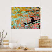 Raven op de Boom en oude quilt sky Poster (Keuken)