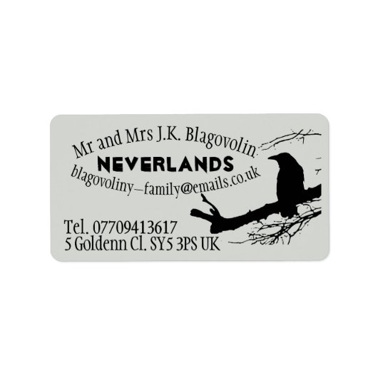 Raven op de boom etiket (Voorkant)