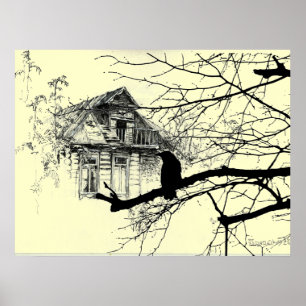 Raven op de boom, Huis in Ruins Poster