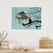 Raven op de boom, Huis in Ruins Poster (Keuken)