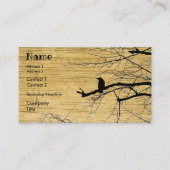 Raven op de boom met een houten achtergrond visitekaartje (Voorkant)