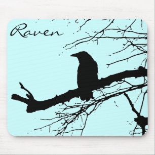 Raven op de boom muismat