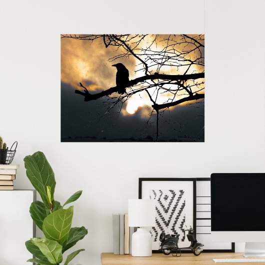 Raven op de boom poster (Thuiskantoor)