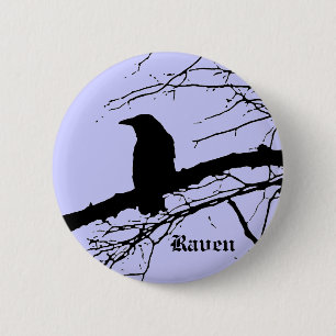 Raven op de boom ronde button 5,7 cm