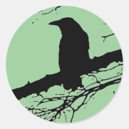 Raven op de boom ronde sticker