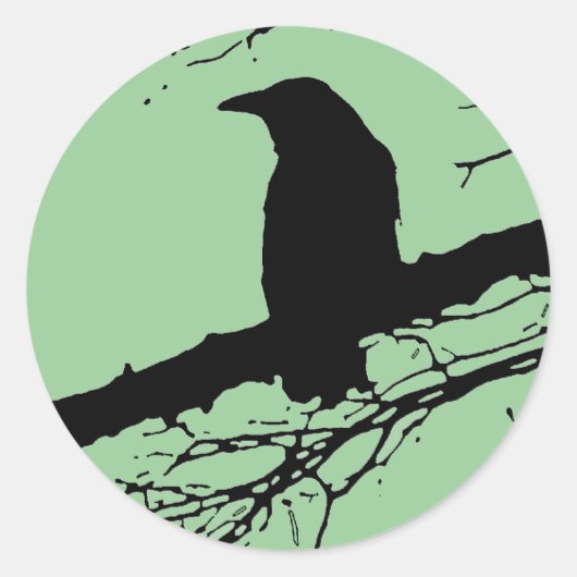 Raven op de boom ronde sticker (Voorkant)