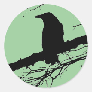 Raven op de boom ronde sticker