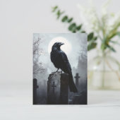 Raven op de gotische begraafplaats briefkaart (Staand voorkant)