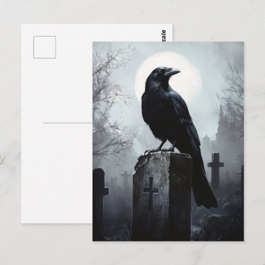 Raven op de gotische begraafplaats briefkaart (Voorkant / Achterkant)