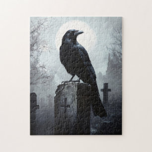 Raven op de gotische begraafplaats legpuzzel