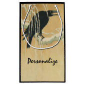 Raven op een boomtak klein cadeauzakje (Achterkant)