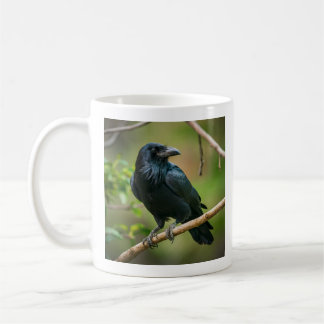 Raven op een boomtak koffiemok