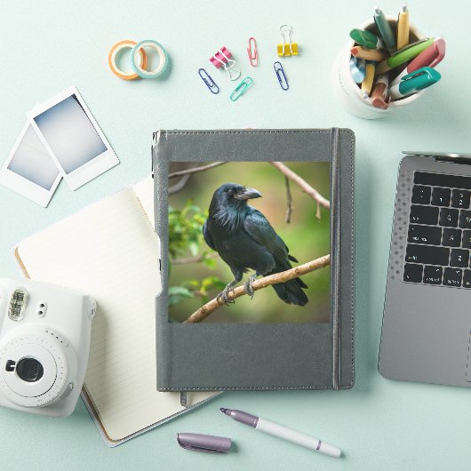 Raven op een boomtak sticker (iPad Cover)