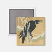 Raven op een boomtak  winterillustratie magneet (Voorkant / Achterkant)