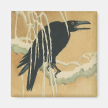Raven op een boomtak winterillustratie