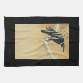 Raven op een boomtak winterse  illustratie theedoek (Horizontaal)