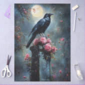 Raven op een grafsteen tissuepapier (Craft)