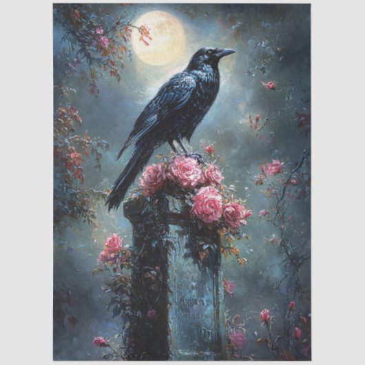 Raven op een grafsteen tissuepapier (Voorkant)