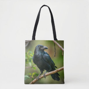 Raven op een tak tote bag