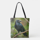 Raven op een tak tote bag (Achterkant)