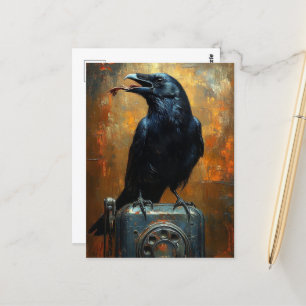 Raven op een  telefoon briefkaart
