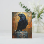 Raven op een telefoon briefkaart (Staand voorkant)