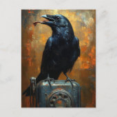 Raven op een telefoon briefkaart (Voorkant)