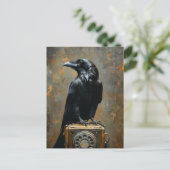 Raven op een telefoon briefkaart (Staand voorkant)