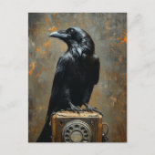 Raven op een telefoon briefkaart (Voorkant)
