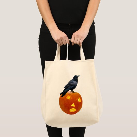 Raven op Jack-o-Lantern Canvas tas (Voorkant (product))