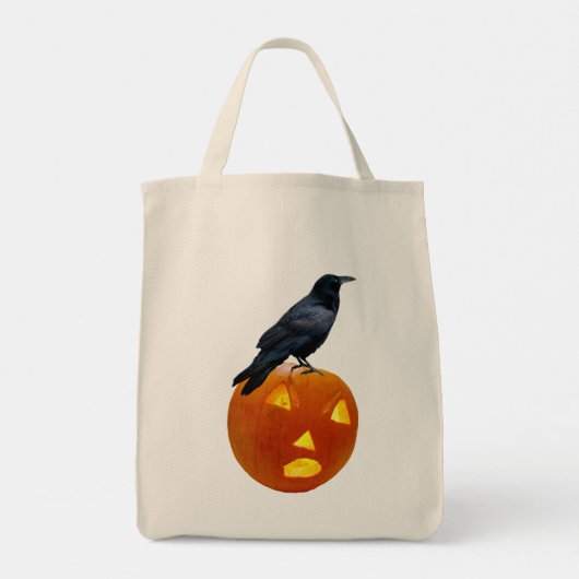 Raven op Jack-o-Lantern Canvas tas (Achterkant)