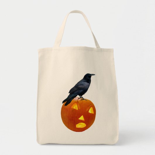 Raven op Jack-o-Lantern Canvas tas (Voorkant)