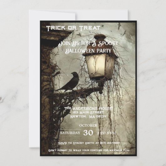  Raven op Lantaarn Halloween Party Kaart (Voorkant)