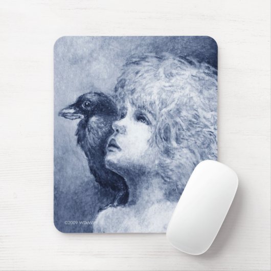 Raven op mijn schouder II Mousepad Muismat (Met muis)