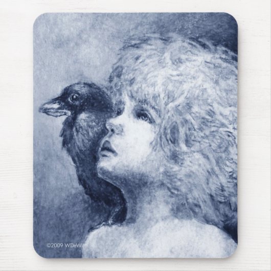 Raven op mijn schouder II Mousepad Muismat (Voorkant)