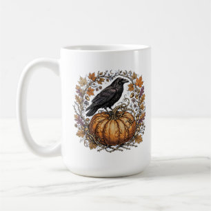 Raven op Pompoen Mok Vintage Herfst Kraai Koffiem
