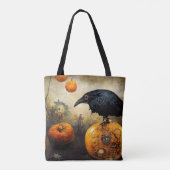 Raven op Pumpkin Tote Bag (Achterkant)